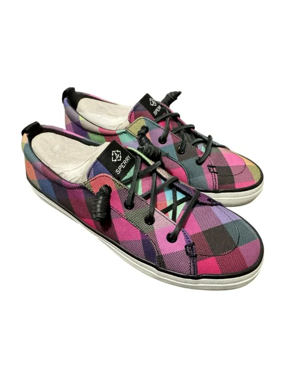 Sperry Women's Slip-On Crest Vibe Gingham Sneaker Sz 9 Multicolor Plaid Preppy - Picture 11 of 11